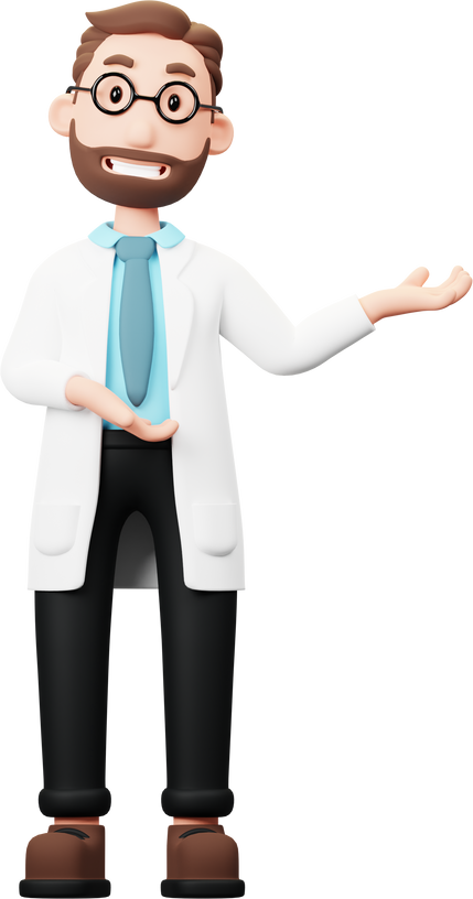 3D Cartoon Doctor Showing Something